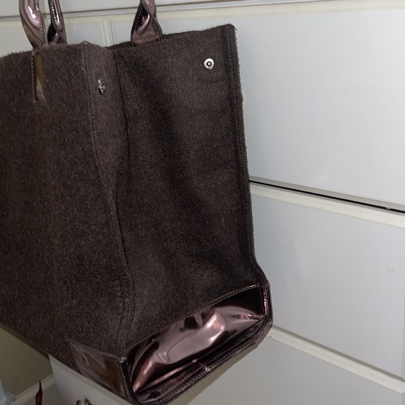 Tory Burch Large Ella Tote Wool Felt and Patent Leather in Brown and Bronze - Picture 4 of 11